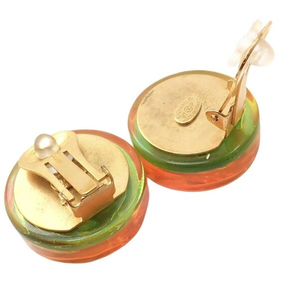 Rare! Vintage Chanel Paris France Holographic Logo Camellia Earrings 1997 Spring - Picture 10 of 12